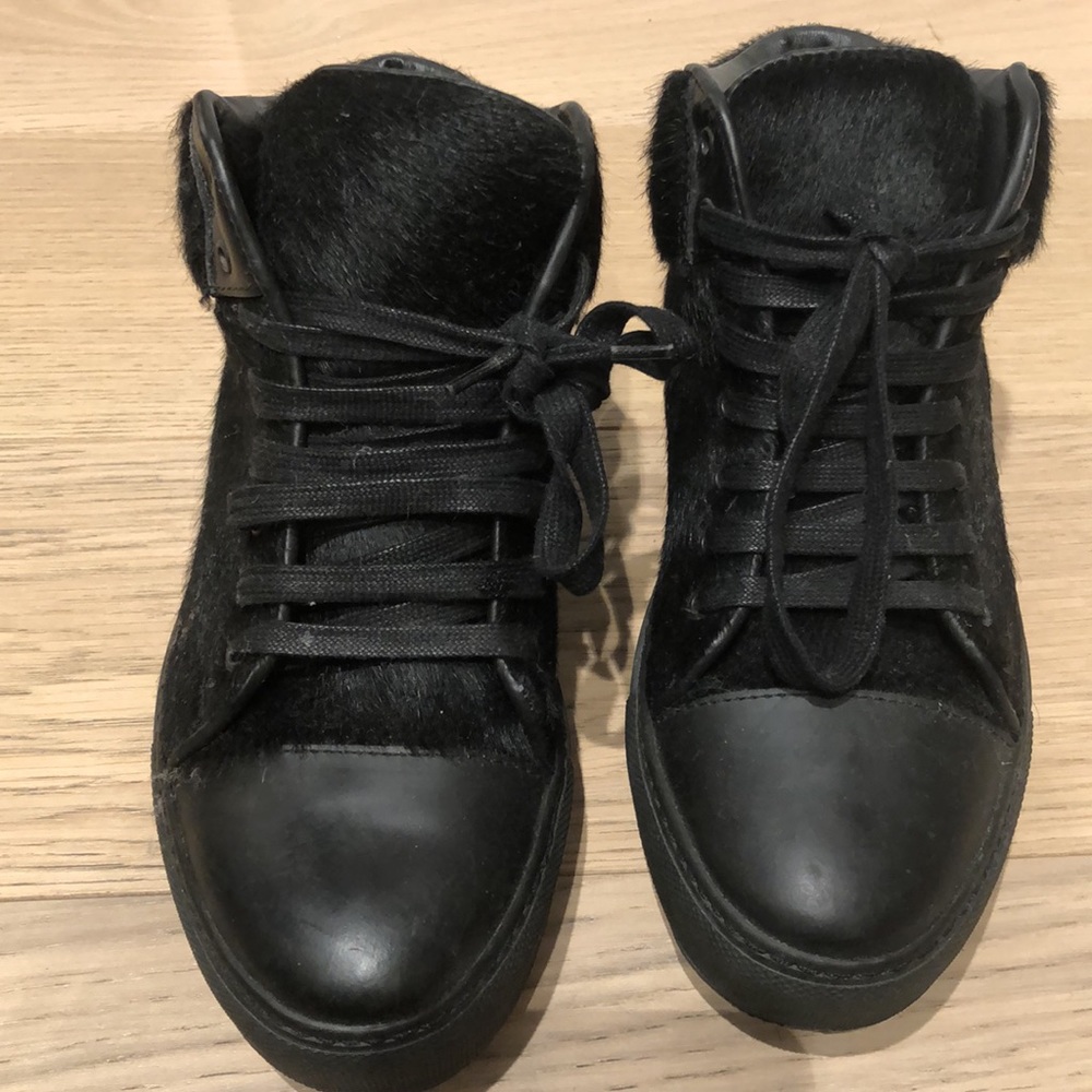 Acne Studios Black Fur Platform Sneakers 6